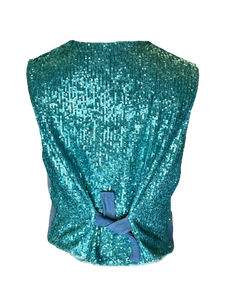 Denim Vest with Turquoise Sequin