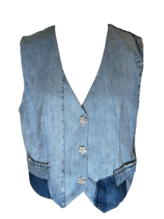 Denim Vest with Charcoal Sequin