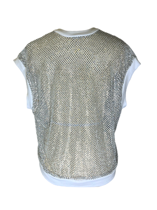 White Crystal V Neck Vest